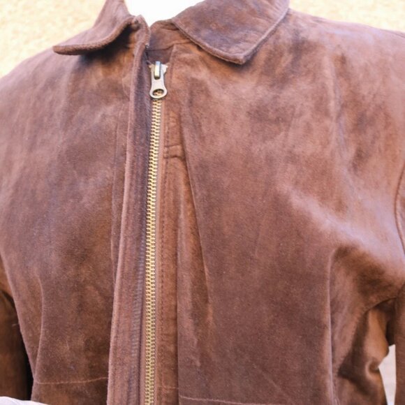 Vintage Genuine Suede Leather Jacket Uniform Petite John Paul Richard Size PM Si - Picture 3 of 16